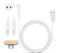 Tête de rasoir électrique de rechange et tondeuse pour femme avec câble de chargement USB compatible avec le corps Finishing Touch Flawless Rechargeable avec 2 brosses de nettoyage