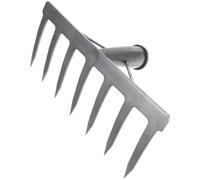 Tête de Râteau de Jardin à Sept Dents en Acier Noir pour Désherbage