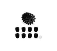 Tête de rechange brosse wc, lot de 9, filetage intérieur 12 mm, diamètre 8 cm, tête brosse toilettes, noir