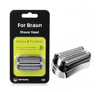 Tête De Remplacement Du Rasoir Électrique. 32B 32S Foil & Cutter. Compatible For Braun Rasoir Électrique Série 3 3000s 3010s 3040s 3050cc 3070cc(Silver)