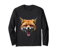 Tête de Renard en colère Rugissant Animal Sauvage forêt Art Manche Longue