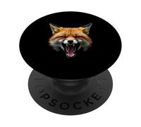 Tête de Renard en colère Rugissant Animal Sauvage forêt Art PopSockets PopGrip Adhésif