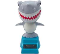 Tête de requin dansant à énergie solaire - Décoration de tableau de bord de voiture, décoration d'intérieur - Jouet de danseur amusant - Figurine solaire pour voiture et bureau (gris)