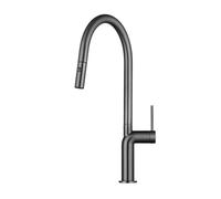 Tête de robinet de pulvérisation gris de cuisine gris, cou de cygne pivotant à 360 °, mélangeur à évier à trou unique, accessoire de robinet de cuisine polyvalente pour un nettoyage et une cuisson