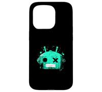 Tête de Robot rétro Bleu Sarcelle Clair Aqua Coque pour iPhone 15 Pro