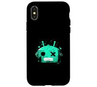 Tête de Robot rétro Bleu Sarcelle Clair Aqua Coque pour iPhone X/XS