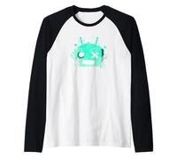 Tête de Robot rétro Bleu Sarcelle Clair Aqua Manche Raglan