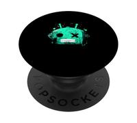 Tête de Robot rétro Bleu Sarcelle Clair Aqua PopSockets PopGrip Adhésif