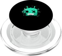 Tête de Robot rétro Bleu Sarcelle Clair Aqua PopSockets PopGrip pour MagSafe