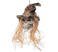 Tête De Squelette Accessoire Type Épouvantail Suspendable Effrayant avec | Décor Crâne Halloween aux Yeux Lumineux Pour intérieur, fête, maison hantée, porche, jardin cour