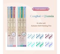 Tête De Stylo De Peinture Douce Colorée,Pinceau Coloré,Encre Pigmentée À Base D'eau Pour Le Dessin,Fournitures D'art Graffiti,Papeterie Scolaire,Ensemble De 3 Pièces - Type F-6pcs