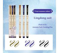 Tête De Stylo De Peinture Douce Colorée,Pinceau Coloré,Encre Pigmentée À Base D'eau Pour Le Dessin,Fournitures D'art Graffiti,Papeterie Scolaire,Ensemble De 3 Pièces - Type Winter