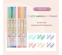 Tête De Stylo De Peinture Douce Colorée,Pinceau Coloré,Encre Pigmentée À Base D'eau Pour Le Dessin,Fournitures D'art Graffiti,Papeterie Scolaire,Ensemble De 3 Pièces - Type C-6pcs