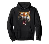 Tête de Tigre en colère Rugissant Animal Sauvage Jungle Art Sweat à Capuche
