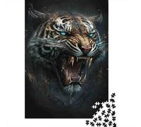 Tête de Tigre féroce 1000 Pièce Carton Robuste Puzzle De Bricolage pour Enfants Débutants Décompression Jeu Décoration Murale Le 52x38cm/1000pcs