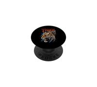 Tête de Tigre féroce avec Foudre Rugissant PopSockets PopGrip Adhésif