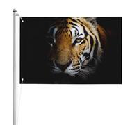 Tête de tigre imprimée en noir,Drapeau de jardin, bannière décorative, drapeau double face, 2 x 3 pieds, pour extérieur et intérieur