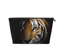 Tête de Tigre imprimée en Noir, Trousse de Toilette Trousse de Maquillage Sac à cosmétiques Trousse de Toilette de Voyage Portable