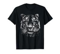Tête de tigre monochrome silhouette animal faune T-Shirt