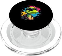 Tête de tortue cartoon avec lunettes et taches de couleur PopSockets PopGrip pour MagSafe