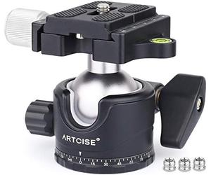 Tête de trépied à rotule, ARTCISE EB36S All Metal CNC Monopod Ball Head Camera Mount avec 1/4 "Quick Release Plates, 36MM Ball Diamètre, Compatible avec DSLR, Caméscope, Télescope, etc.