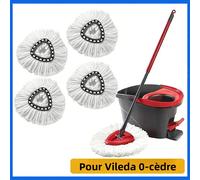 Tête de vadrouille blanche de remplacement en tissu, recharges de vadrouille en microfibre, tête de remplacement pour têtes de vadrouille de remplacement Vileda O-cedar 4 Pcs