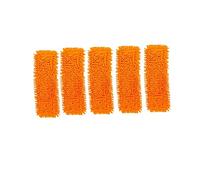 Tête de vadrouille en Microfibre de Rechange, Recharge de vadrouille Humide ou sèche, Chiffon de Nettoyage à Sec et Humide, Flexible adapté à la tête de Rechange à traînée Plate 5PCS Orange