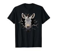 Tête de zèbre éclatant à Travers Un Mur fissuré T-Shirt Graphique avec Valeur