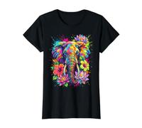 Tête d'éléphant colorée - Motif Floral T-Shirt Graphique avec Valeur