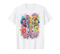 Tête d'éléphant colorée - Motif Floral T-Shirt Graphique avec Valeur