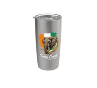 Tête d'éléphant Côte d'Ivoire avec drapeau national et carte du pays Gobelet isotherme en acier inoxydable double paroi