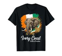 Tête d'éléphant Côte D'Ivoire avec Drapeau National et Carte du Pays T-Shirt Graphique avec Valeur