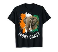 Tête d'éléphant Côte D'Ivoire et Coup de Pinceau Drapeau National T-Shirt