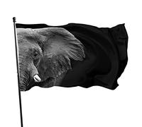 Tête d'éléphant en Noir Drapeau de Jardin 0,9 x 1,5 m Afrique Animal Défense Grandes Oreilles Nature Safari Sauvage Polyester Yard Drapeaux Maison Patio Pelouse Intérieur Extérieur Bannière de Voeux