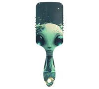 Tête d'extraterrestre de dessin animé, brosse lisse vert foncé pour cheveux fins, brosse de massage pour cuir chevelu conçue pour la croissance des cheveux avec poignée ergonomique cepillos para