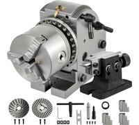 Tête d'indexage SucceBuy 4 pouces pour fraisage, 100 mm, tête partielle semi-universelle avec mandrin à 3 mors, plaques d'indexage et contre-poupée pour table tournante de précision, noir