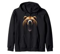 Tête d'ours en colère Rugissant Animal Sauvage forêt Art Sweat à Capuche