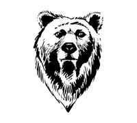 Tête d'ours Grizzly Animal prédateur tribal Stickers muraux 64x93.4cm Décoration artistique Noir