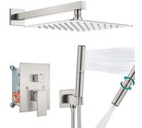Tête du système de douche avec précipitations et support mural portable, combo de fixation de robinet à haute pression avec une vanne rugueuse en aérosol de 2 en 1, 12 pouces noir mat LWX