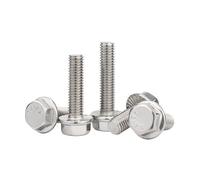 Tête hexagonale en acier inoxydable 304 M4 M5 M6 M8 M10 M12 A2-70, vis à capuchon à bride dentelée, boulon de rondelle hexagonale(50mm,M8 (5pcs))