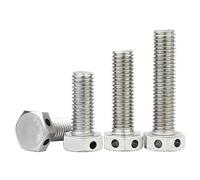 Tête hexagonale extérieure M6 M8M 10M M12 M14, 5/10/20 pièces, avec boulon à trou, en acier inoxydable 304 GB32.1, vis de sécurité travers le fil d'acier(100mm,M8 (10pcs))