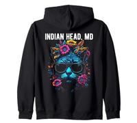 Tête Indienne Maryland Chat Lunettes de Soleil Fleurs Sweat à Capuche