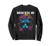 Tête Indienne Maryland Chat Lunettes de Soleil Fleurs Sweatshirt
