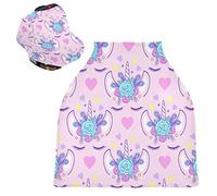 Tête Licorne Coeur Rose Housse de Canopée pour Poussette,Siège de Voiture pour Bébé Dais Siège Auto Couverture D'Allaitement Pare-Soleil Respirant Extensible pour Bébé