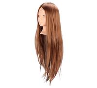 Tête Mannequin avec Cheveux, Cheveux Longs Manège de Style Coiffeur Marron Clair avec Stand pour une Formation en Cosmétologie