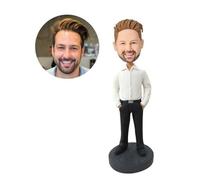 Tête ondulée personnalisée, tête ondulée personnalisée pour adulte, tête ondulée personnalisée, cadeau pour patron, collègues de bureau, petit ami et mari (1 personne)