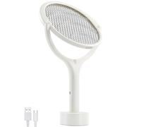 Tête Rotative Raquette Electrique Insectes Rechargeable Raquette Moustique Electrique Raquette Anti Moustique Electrique Tapetteà Mouche Electrique Tue Attrape Mouche