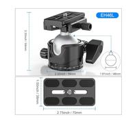Tête, Rotule for trépied avec fixation à levier et plateau QR ou rail Arca M-LOK EH46L/EH36L, charge maximale 25 kg/20 kg(46mm Ball Head)