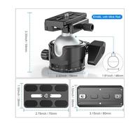 Tête, Rotule for trépied avec fixation à levier et plateau QR ou rail Arca M-LOK EH46L/EH36L, charge maximale 25 kg/20 kg(46mm Ball add Mlok)