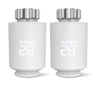 Tête Thermostatique Connectée et Intelligente,Accessoire connecté Via WiFi pour Vos têtes de radiateurs, Compatible avec Alexa, Google Assistant, Smart Life APP Contrôle, Programmable (2 Pack)